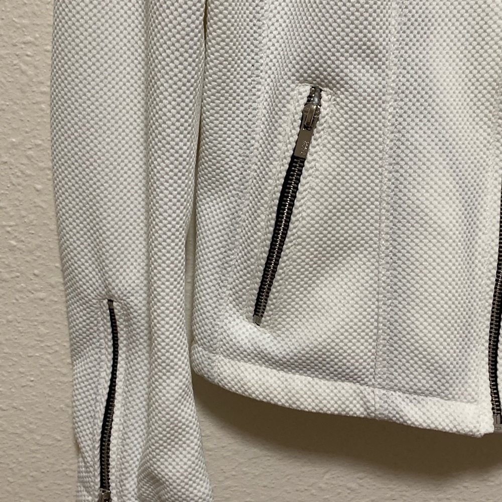 Black Rivet White Jacket Textured Women's Size M zipper sleeve - Picture 4 of 16
